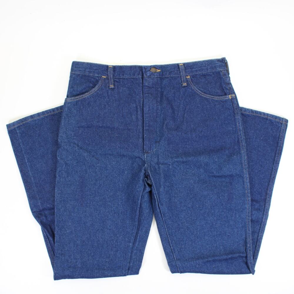Vtg Rustler Jeans Mens 36X32 Prewashed Straight Leg Heavyweight Rigid Blue Denim